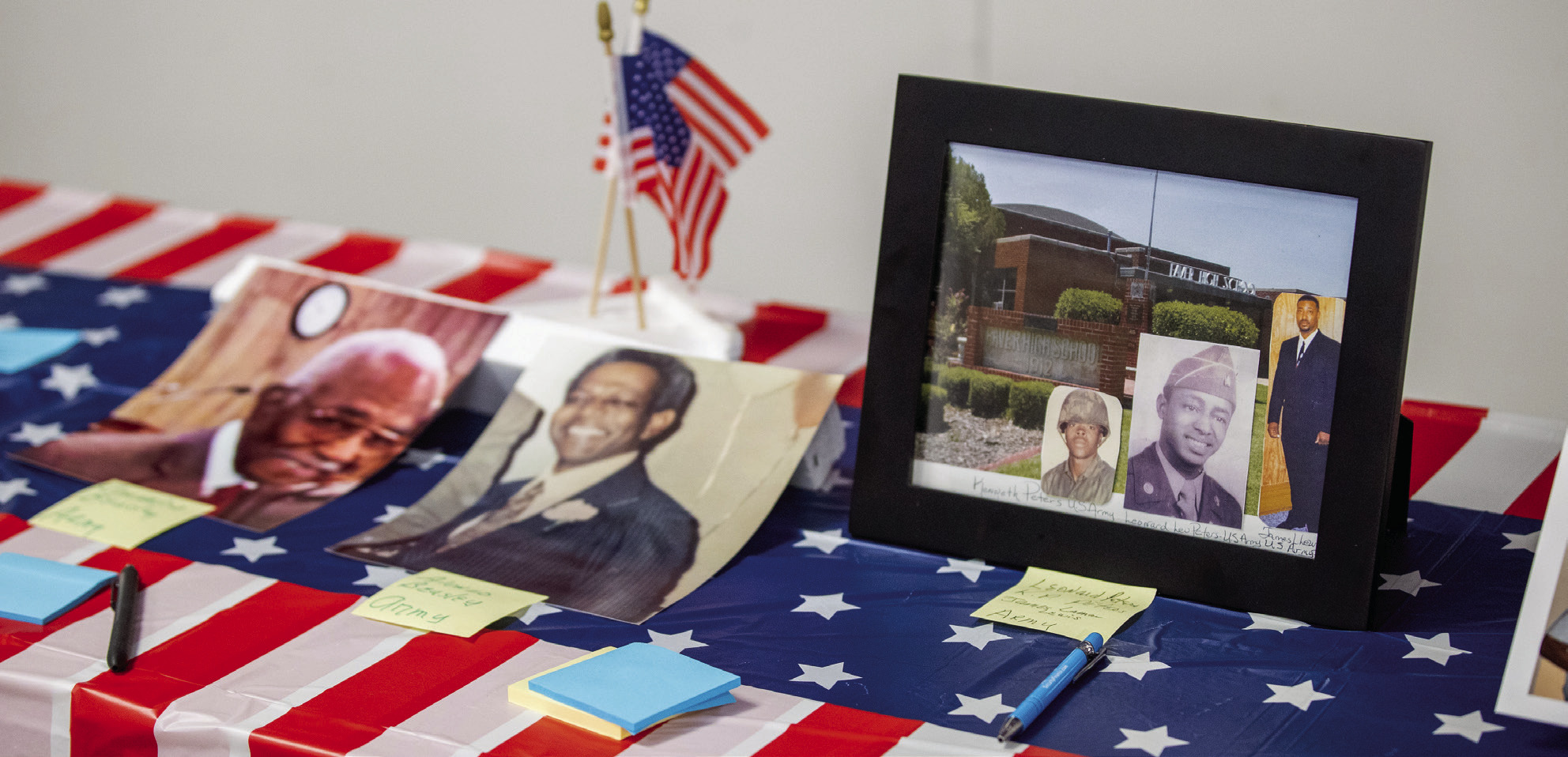 A memorial display featuring photos of former Faver High School students, faculty members and service members was on display during the Faver High School Reunion June 26-28 in Guthrie, honoring those who helped shape the school’s history and legacy.