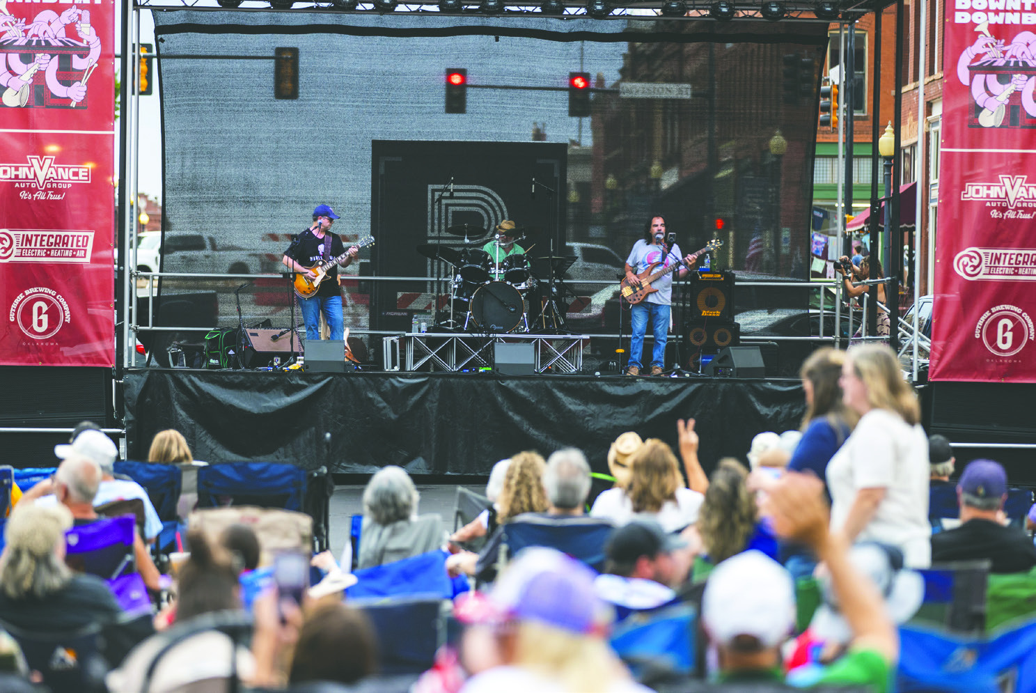 Jokers to the Right entertain the crowd during the inaugural Downtown Downbeat. Photo by Brent Fuchs.
