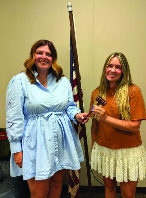 The Guthrie Rotary Club recently held their new officer installation. Outgoing-President, Coy McPeek (left) passed the gavel to Incoming- President, Katelyn Payne. The Guthrie Rotary Club meets at noon, on Mondays, at the Interbank Drive-thru meeting room. Submitted