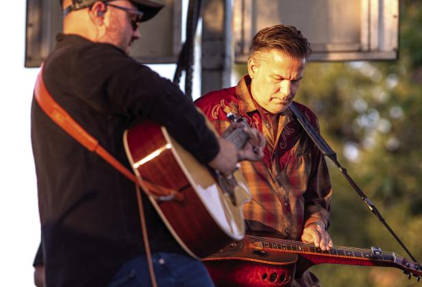 Rob Ickes and Trey Hensley perform at the 28th annual Oklahoma International Bluegrass Festival in Guthrie. Photo by Brent Fuchs.