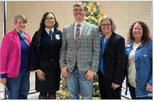 Pictured with Michelle and Ridge is FFA Advisor, Dusty Oldenburg, FFA Advisor, Savannah Rennick and Rotarian, Kristal Flury.