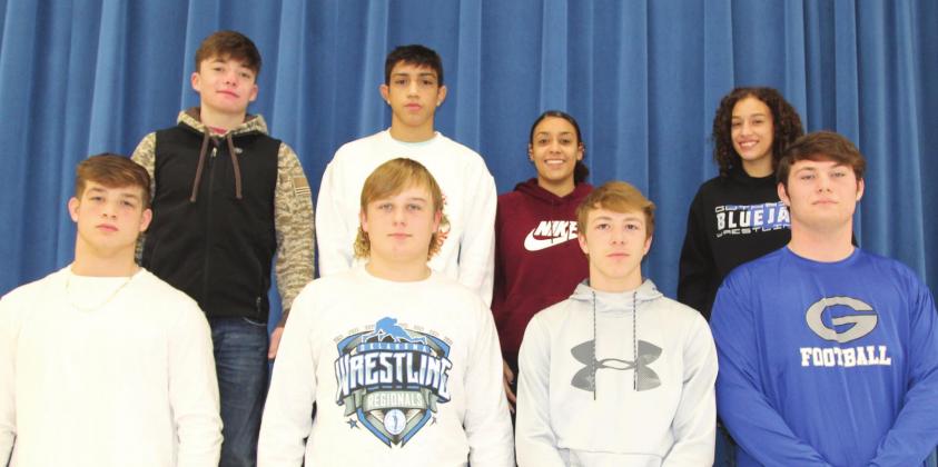 Back Row (left to right) — Braden Hall, Eli Kirk, Khaleah Kirk and Klaribel Kirk. Front Row (left to right) — Coal Madison, Hayden Simpson, Jake Carey and Riley Boyster. Photo by Mike Monahan