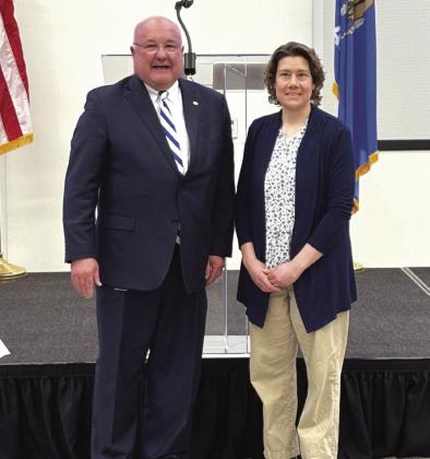 Guthrie District Teacher of the Year Shannon Bural with Superintendent Dr. Mike Simpson. Photo by George McCormick.