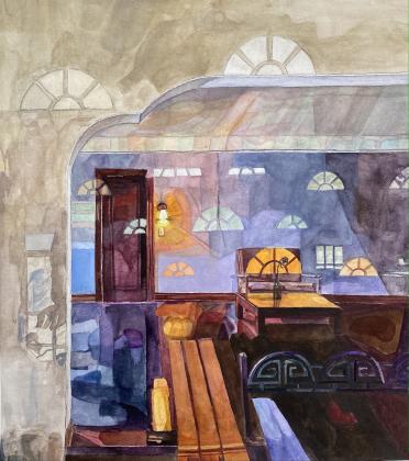 Dimana Bazrbashi (Oklahoma City, OK), Living Shadows, 18” x 16”, watercolor on paper, 2020