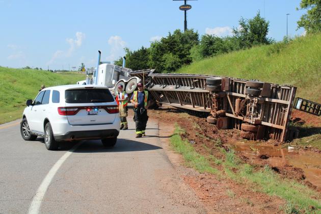 Trailer flipped near I-35 (Picture by Jacob Sturm)
