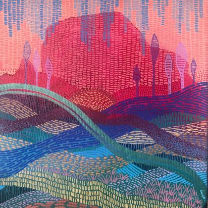 Faye Miller (Oklahoma City), The Caddo River, acrylic on canvas.