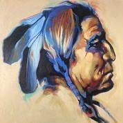 Lauri Ketchum (Durant), Two Guns White Calf, oil.