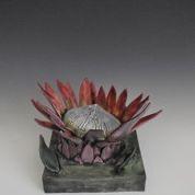 Michelle Herholdt, Courageous Bloom, low fire clay, post-fire finished with acrylic paint, photo provided by artist