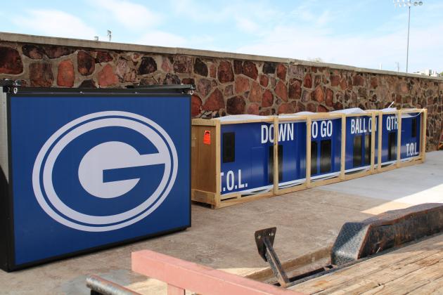 New scoreboard before installation at Jelsma