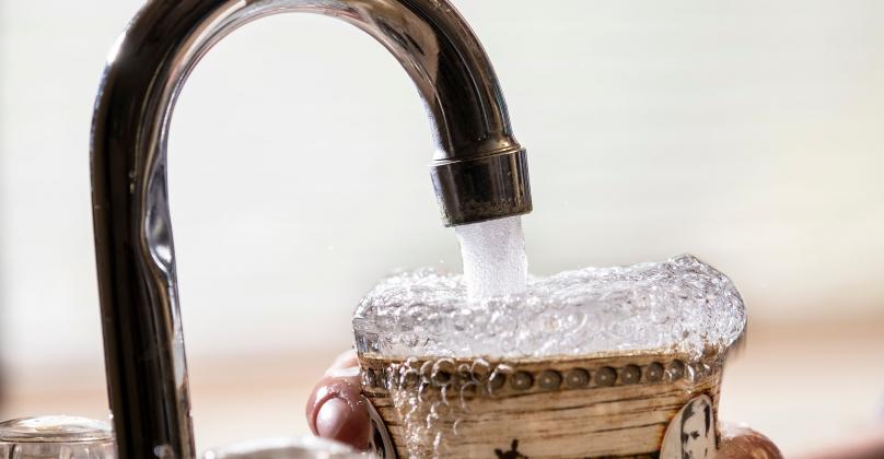 One of the easiest ways to conserve water at home is not letting the faucet run while washing dishes or brushing teeth. (Photo by Todd Johnson, OSU Agricultural Communications Services)