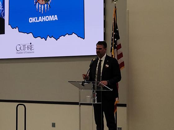 Governor Stitt Addresses Guthrie Chamber Members and Guests at the 2025 State of the State Luncheon