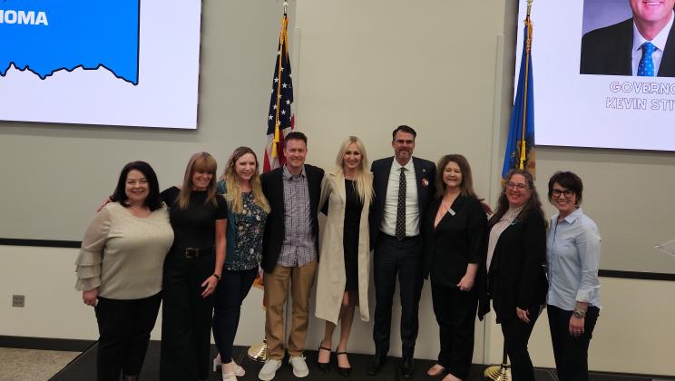 Guthrie Chamber Board Members and Staff with Gov. Stitt at the 2025 Guthrie State of the State Luncheon.