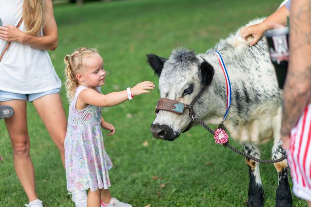Kids enjoying the animals at Crescent July 4th Celebration
