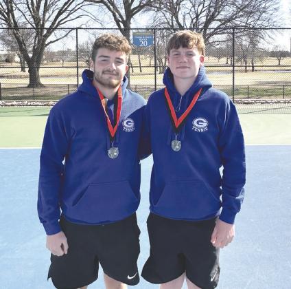 Carson Olmsted and Jaxson Mayer showcase strong doubles play at Booker T. Washington tourney. Photo courtesy of Guthrie Tennis Facebook page