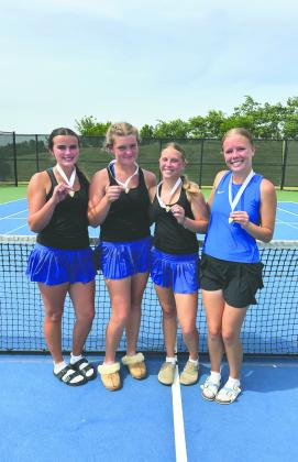 Guthrie girls tennis players who placed at regionals include Hollie Mitchell and Haven Hudson, Lola Brown and Makayla Blake. Photo courtesy of Guthrie Tennis