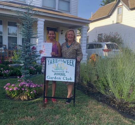 The Jonquil Garden Club has selected Chirel Raper at 504 E Cleveland Ave for Yard of the Week. Pictured are Chirel and Club Member, Kala Plagg.