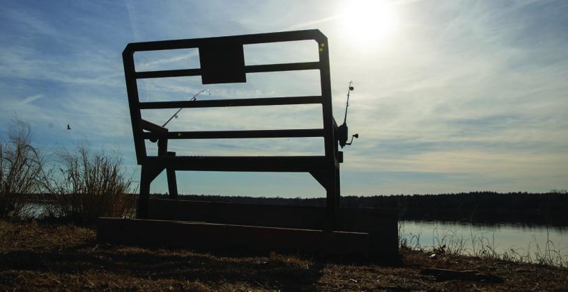 The bench placed at Liberty Lake in honor of Kyle Scruggs.