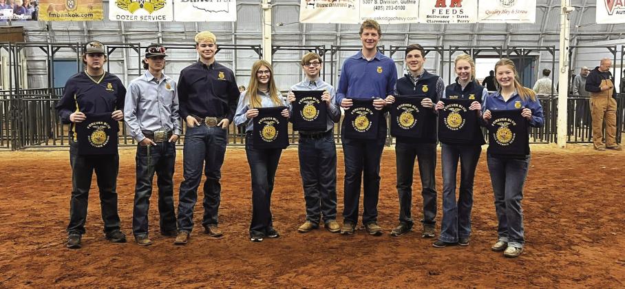 Senior Showman and longtime supporters George Machtolff, Richard Dreesen, and Bill McIntosh were honored with the ‘Honorary Show Chairman’ award this past weekend at the Guthrie 4-H &amp;amp; FFA Booster Club local livestock show. The event celebrated the dedication of the Booster Club and the Guthrie Agricultural Program, as well as the community members who came to support the students. Submitted photo