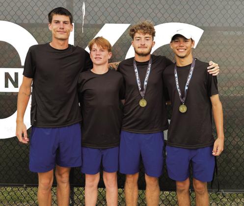 5A State Tennis Championships - 3rd place 1 doubles Carson Olmsted and Lane Goode. Jaxson and Mason Mayer placed 6th at 2 doubles It was a great year and we could not be prouder of these boys! Goode and Olmsted had two 3 set matches on Friday to get to the semis. Their only loss was to Bishop McGuinness. They defeated a tough Muskogee team to place 3rd! Crossing won the 5A State and McGuinness was runner-up over all.