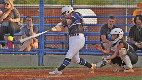 Senior Ryann Waters gets a base hit in August 17 game.