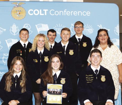 Mulhall-Orlando Officer Team as well as Kayla Poling and Casyn Larman State FFA Officers. Submitted photo.