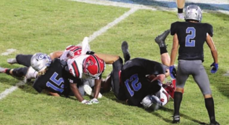 Spade Pool and Landen Hirzel disrupt the Carl Albert offense
