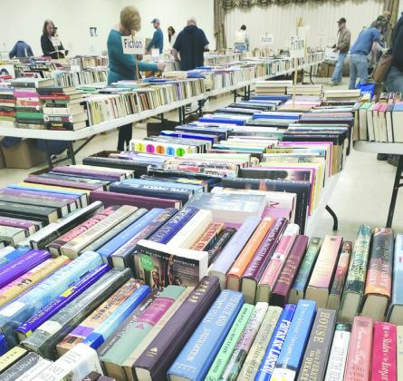 Donated books line tables ahead of the Friends of the Guthrie Library book sale set for Feb. 7. Submitted photos