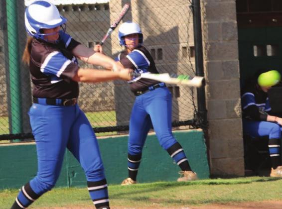 Guthrie’s Ashlee Eichler with base hit Monday night in Crescent