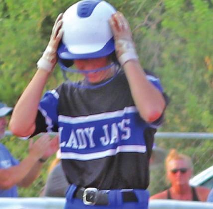Trinity LeGrande at third base after Seventh inning triple