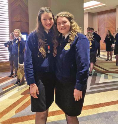 Baylee Brown and KayLeah Taylor attend the Oklahoma Leadership Conference for FFA.