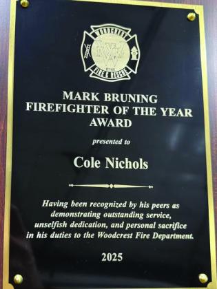 Cole's plaque. Photo courtesy of Woodcrest Fire Department.