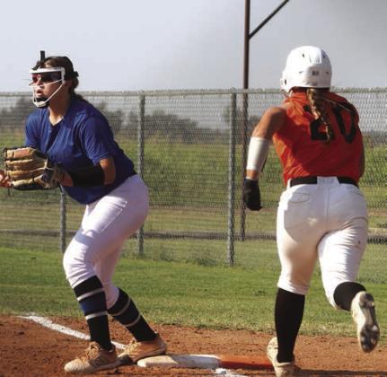 GHS Softball-out at first.