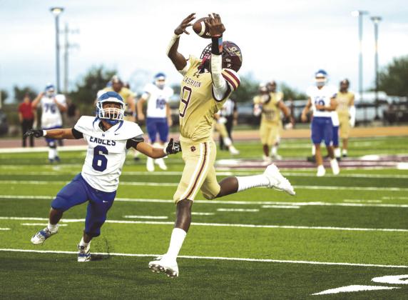 Cashion wide receiver King Underwood hauls in a pass during the Wildcats’ opener.