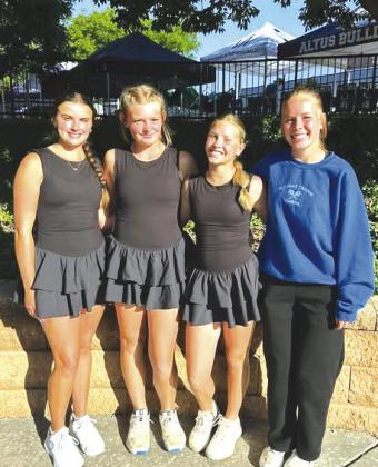 Guthrie High tennis players Lola Brown, Makaylah Blake, Haven Hudson and Hollie Mitchell. Photo courtesy of Guthrie Tennis