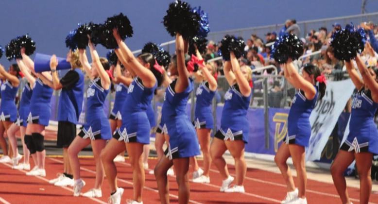 Guthrie cheerleaders celebrating second touchdown in Piedmont game