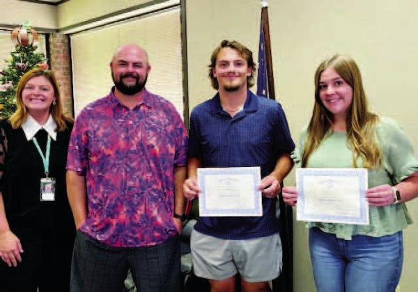 Rotary President Coy McPeek, Blake Shipman of Midwest Liftfest, Jace Rainwater &amp; Kyla Huskey