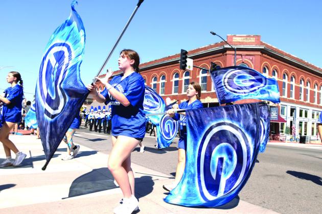 Guthrie celebrated its downtown homecoming parade Friday. Pictured are members of the Guthrie High School Color Guard. Photo by Brent Fuchs