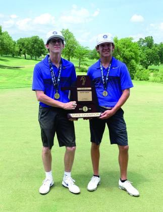 GHS teammates Bo Robbins, left, and Luke Morgan after winning Class 5A state golf title in 2019. Submitted photo