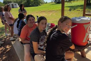 Eme Pool, Lauren Stinchcomb and Berkley McKay at Archery.