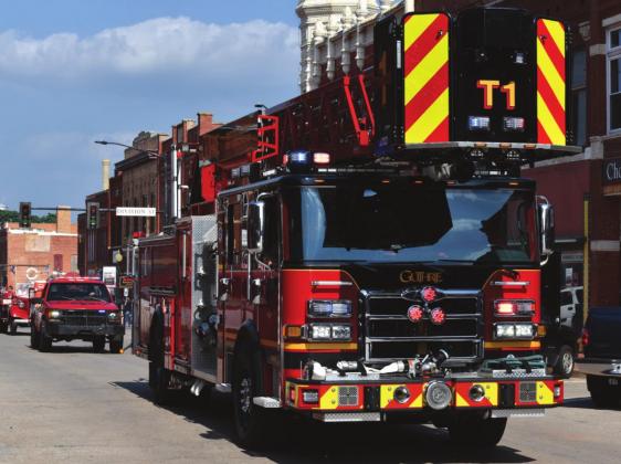 Fire truck travels downtown Guthrie (Courtesy Brett Tennyson)