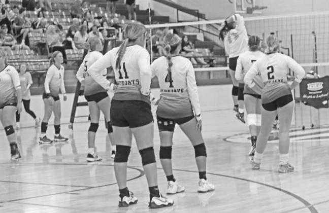 GHS welcomed varsity volleyball to its lineup on August 12. The team lost the OKC Storm 13-25,9-25, and 5-25. The junior varsity lost 9-25 and 6-25. The freshman lost 15-25 and 13-25. The team is on the road until August 30 when Elgin comes to town. Photos by Mike Monahan. GHS Varsity Volleyball warming up.