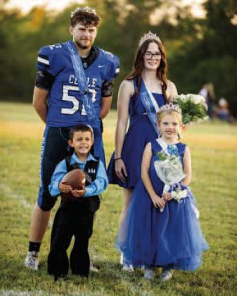 Coyle’s 2025-2026 Homecoming Queen Gracie Long and King Xavier Noble are pictured with Flower Girl Gentry Hall and Crown Bearer Xavier Thomas. Photo by Brent Fuchs