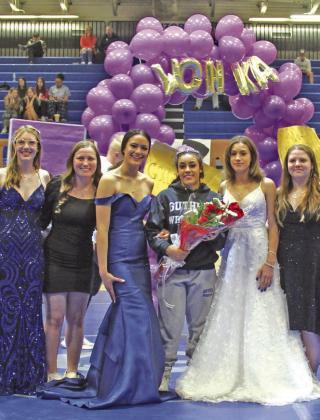 2023 Wrestling attendants with Homecoming Queen Khaleah Kirk.