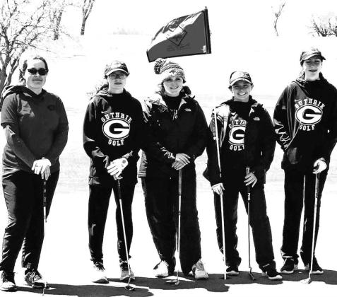 Pictured above is the GHS girls’ golf team that is headed to Durant this week for the Class 5A State Tournament. Pictured left to right is Liberty Crick, Sue Marie Meshew, Emily Beeby, Rylin Wells, and Audrey Allen. The regional was at the Hefner North course last week in Oklahoma City and the Lady Bluejays qualified as the sixth place team as Carl Albert won the regional. The girls tee off at Chickasaw Golf Course at around 9:16 a.m. with Duncan and McAlester on the tenth tee.
