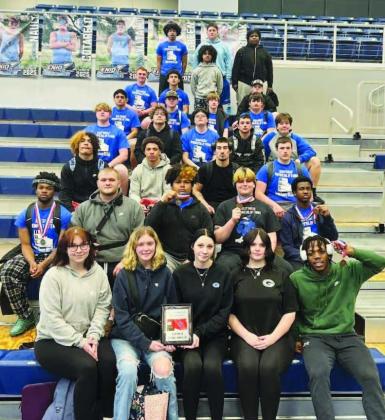 Guthrie HS powerlifting team at the NW Large School Regional, March 6. Photo courtesy of Guthrie Bluejay Football Booster Club (Facebook).