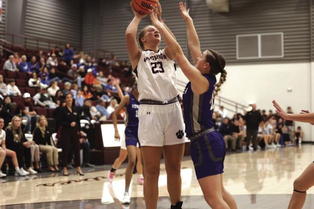 Cashion's Megan Shafer puts up a shot versus Hooker, Dec. 15, 2024. Courtesy of Cashion Wildcats Girls Basketball (Facebook).