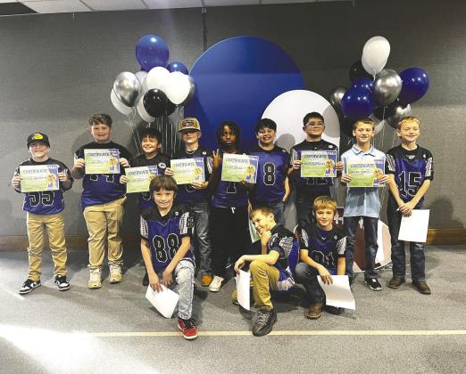4TH GRADE TEAM MEMBERS: Callen Hardin, Maverick Vernon, Caz’ion Speight, Pedro Salas, Maddox Seifert, Kellen O’Connell, KD Countess, Hunter Luncerford, Brittin Blasingame, Bryson O’Brien, Zydyn Clymer, Briggs Smith, Lincoln Huerta, Kaden Brown, Brantley Alderson, Rowan Hines, Joseph Kornmeyer, Lucian Taylor and Bryor Jude. Head Coach Dave Countess
