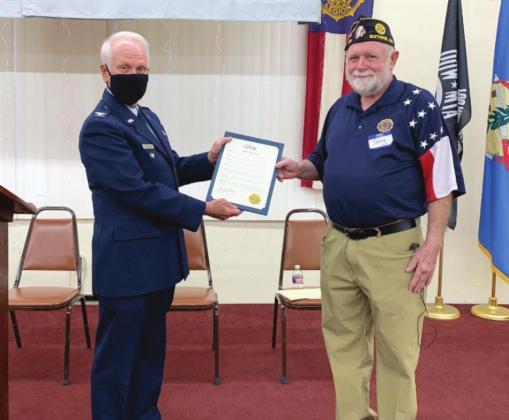 Mayor Steven Gentling presents Vietnam Veterans Day Proclamation to Marine Corps League Sonner Detachment #559.