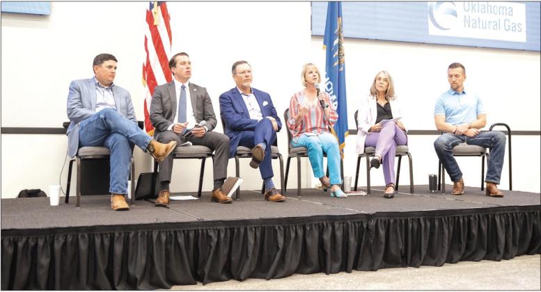 Lawmakers attended the Guthrie Chamber of Commerce Annual Legislative Luncheon on Tuesday, July 15, 2025, at Meridian Technology Center. Pictured are Rep. John Pfeiffer (Dist. 38), Rep. Collin Duel (Dist. 31), Sen. Chuck Hall (Dist. 20), Rep. Denise Crosswhite Hader (Dist. 41), Rep. Molly Jenkins (Dist. 33), and Rep. Jim Shaw (Dist. 32).