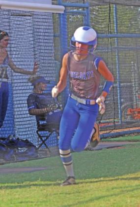 Jules Leach scoring on the Abbie Eichler double against Stillwater on Sept.7